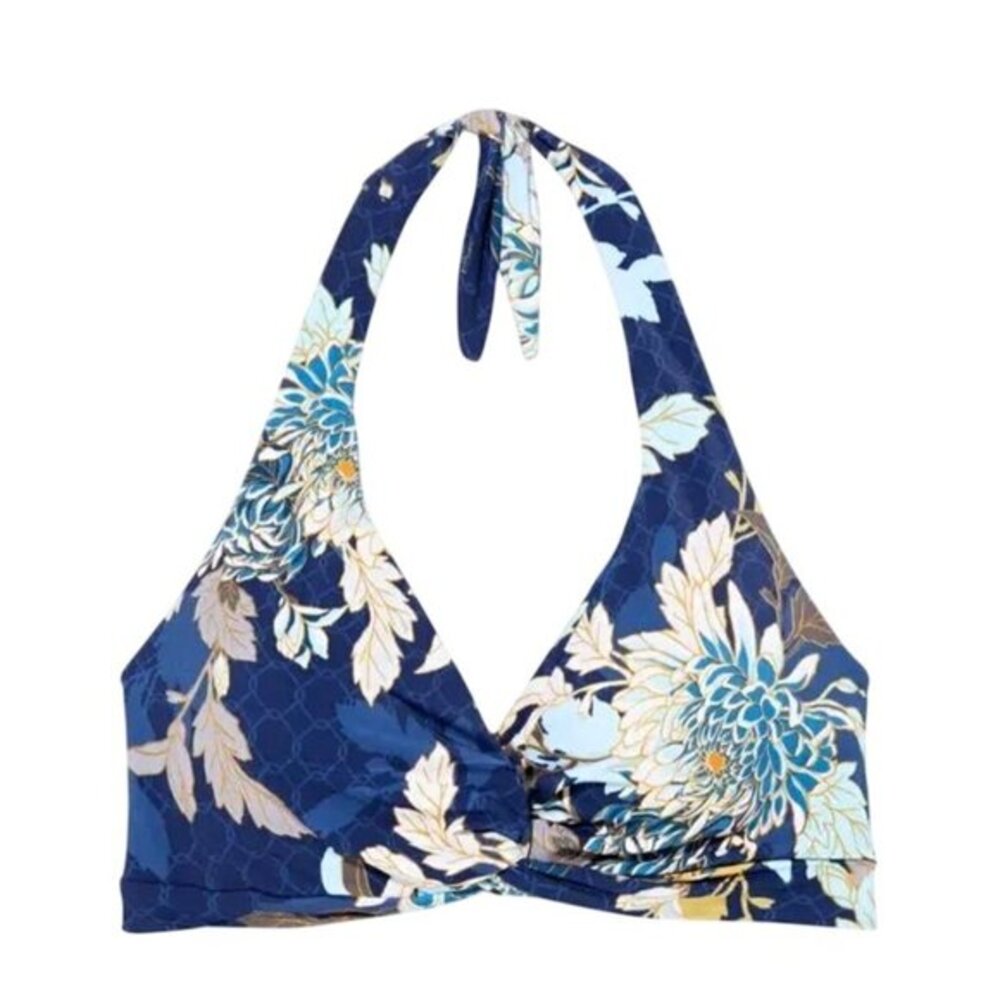 Jets Australia By Jessika Allen Floral Halter Bikini Top & Navy Bottom Sz 16 Set